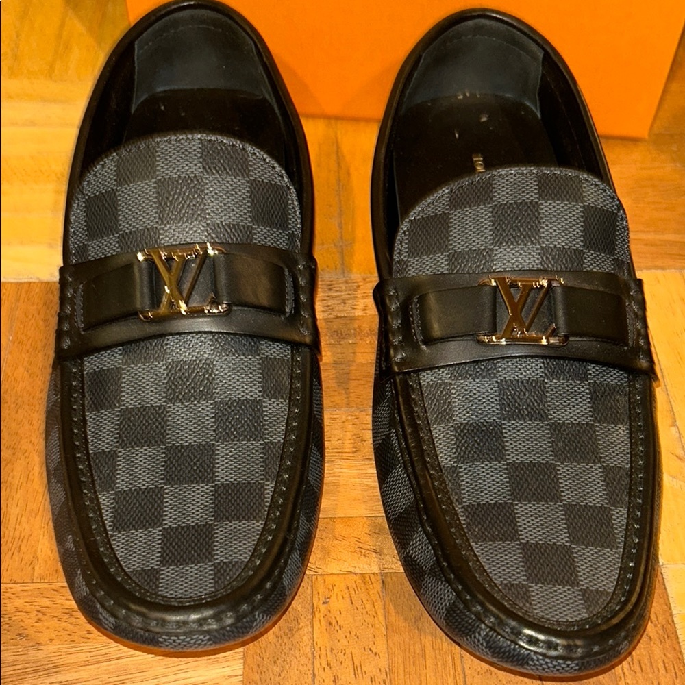 Louis Vuitton Black Checkered Men's Loafers